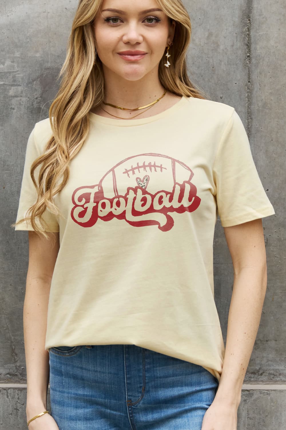 Simply Love Full Size FOOTBALL Graphic Cotton Tee