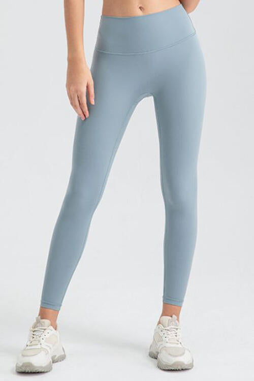 Basic Style High-Stretch Wide Waistband Sport Leggings