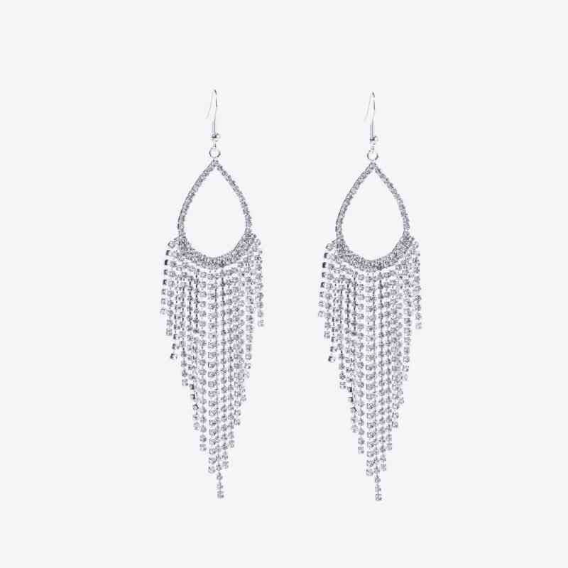 Silver Glistening Alloy Dangle Earrings