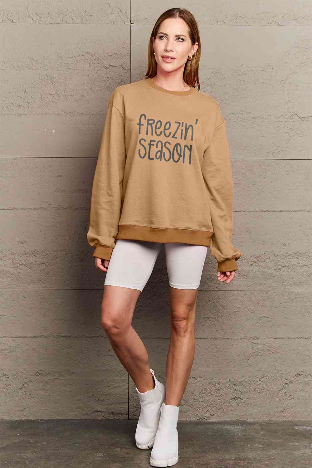 Simply Love SEASONAL Full Size FREEZIN' SEASON Graphic Sweatshirt