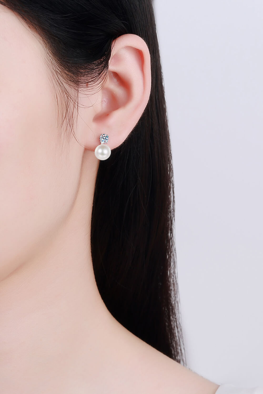 Ariel&Emaline Moissanite Pearl Stud Earrings