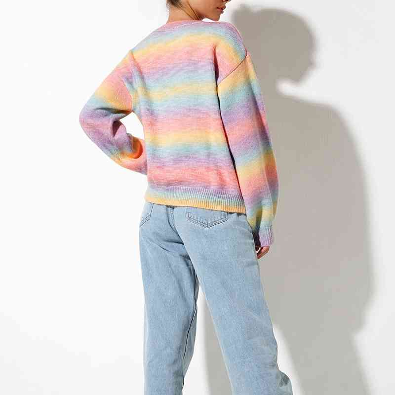 Gradient Round Neck Long Sleeve Sweater