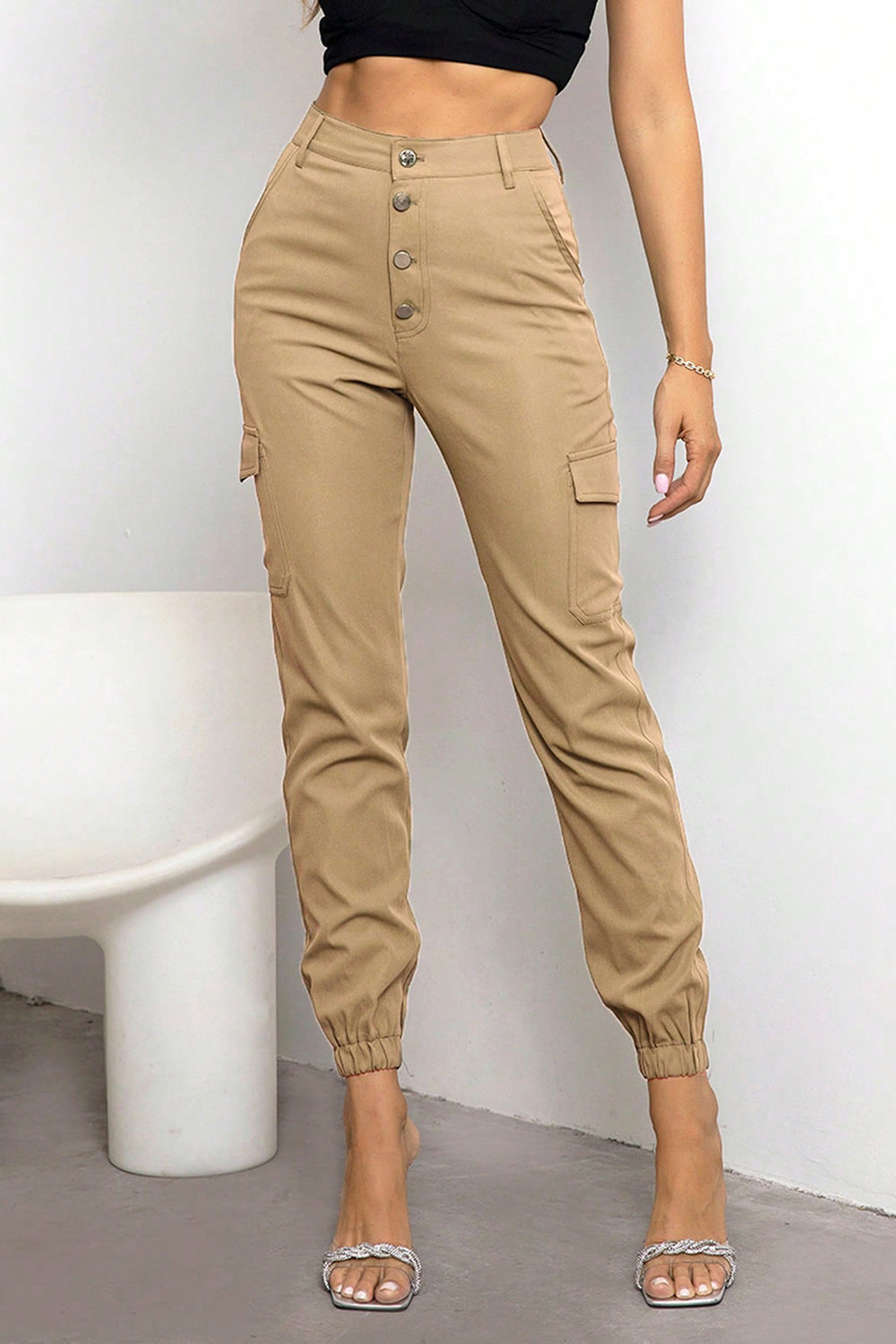 Black or Tan Button Fly Cargo Pants