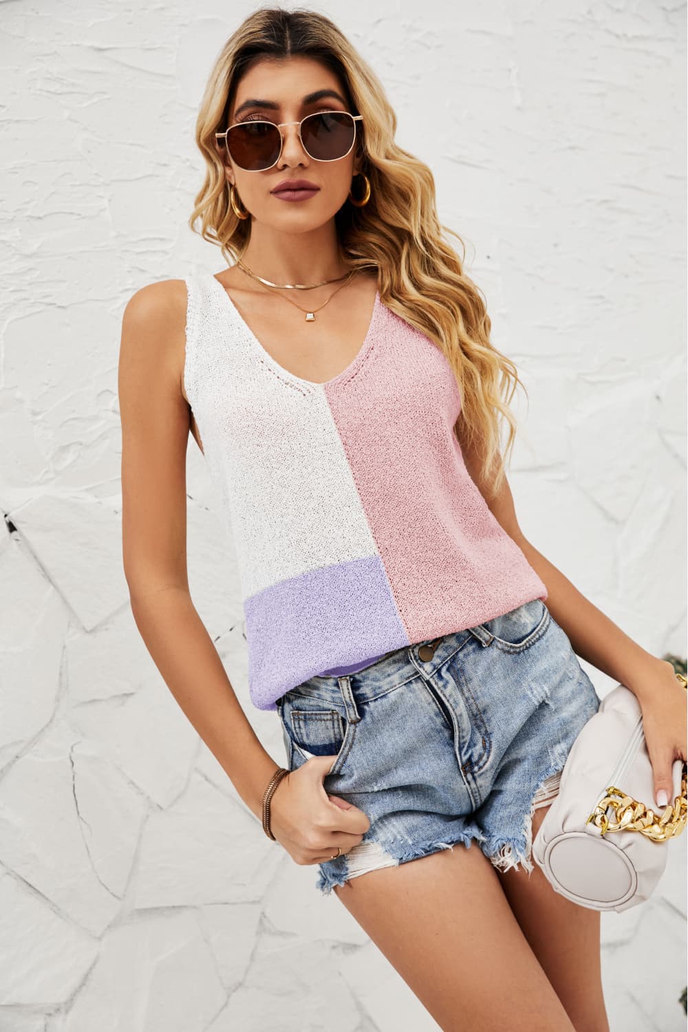 SoBeautiful Color Block Knit Tank