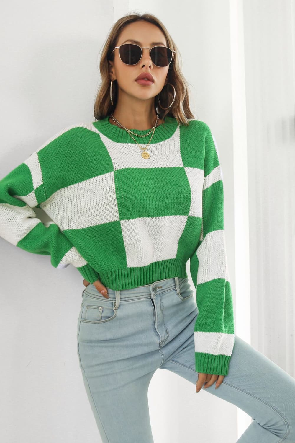 Hannah Lea Color Block Round Neck Dropped Shoulder Sweater 🦋