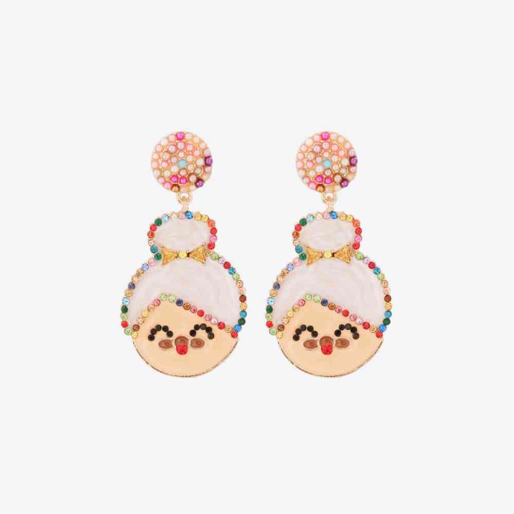 Christmas Rhinestone Alloy Mrs. Claus Earrings