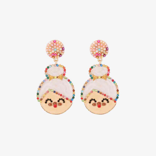 Christmas Rhinestone Alloy Mrs. Claus Earrings