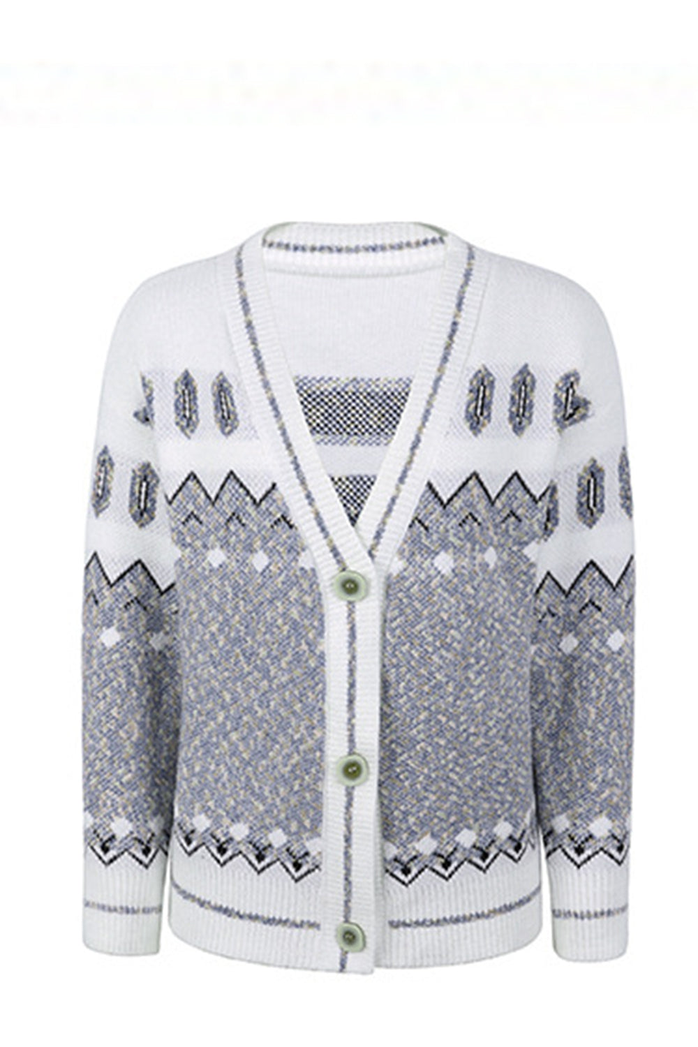 SavannahTree Printed V-Neck Buttoned Cardigan