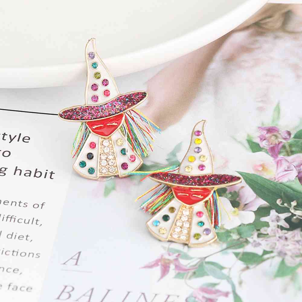 Halloween Witch Rhinestone Alloy Earrings