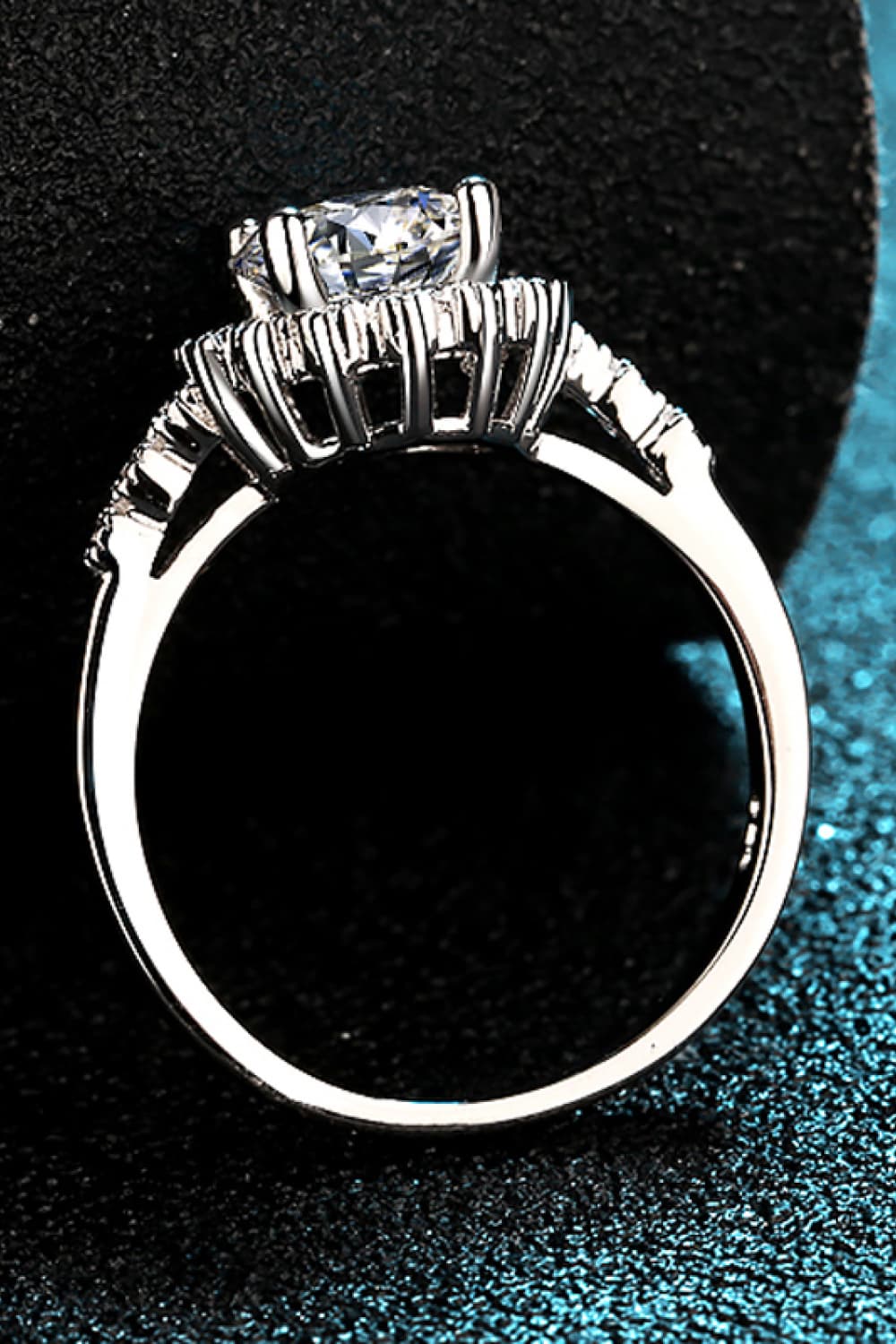 Women's 1 Carat Moissanite Rhodium-Plated Halo Ring