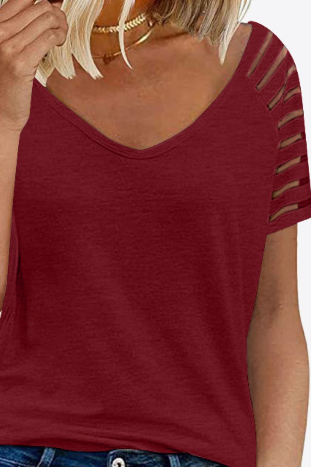 Full Size V-Neck Raglan Sleeve Tee