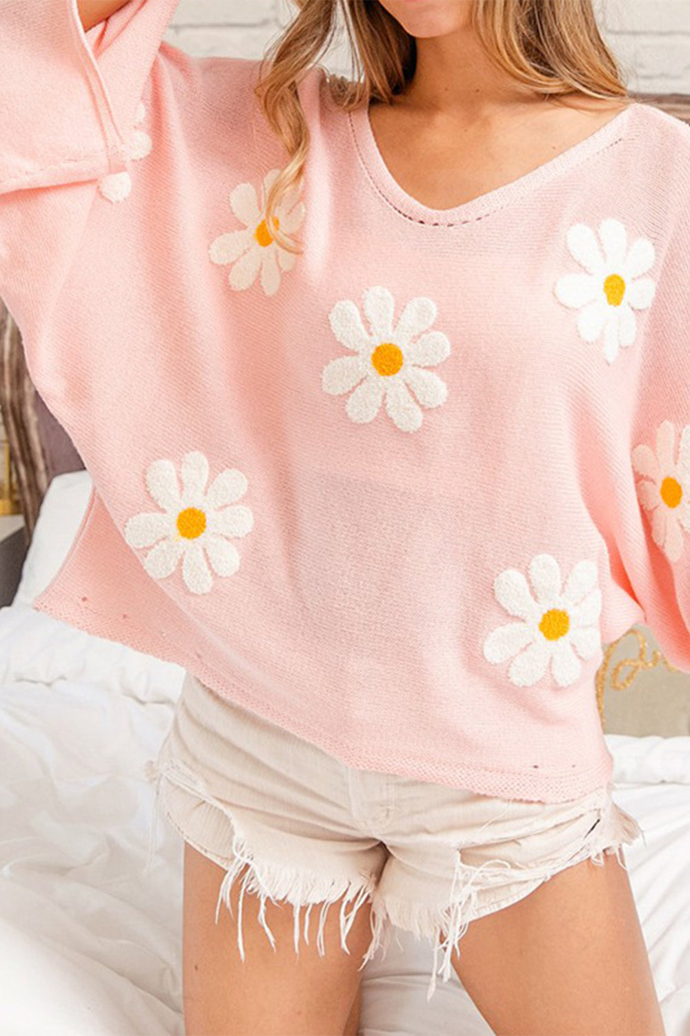 Chic Babe' Flower Pattern Long Sleeve Sweater 🦋