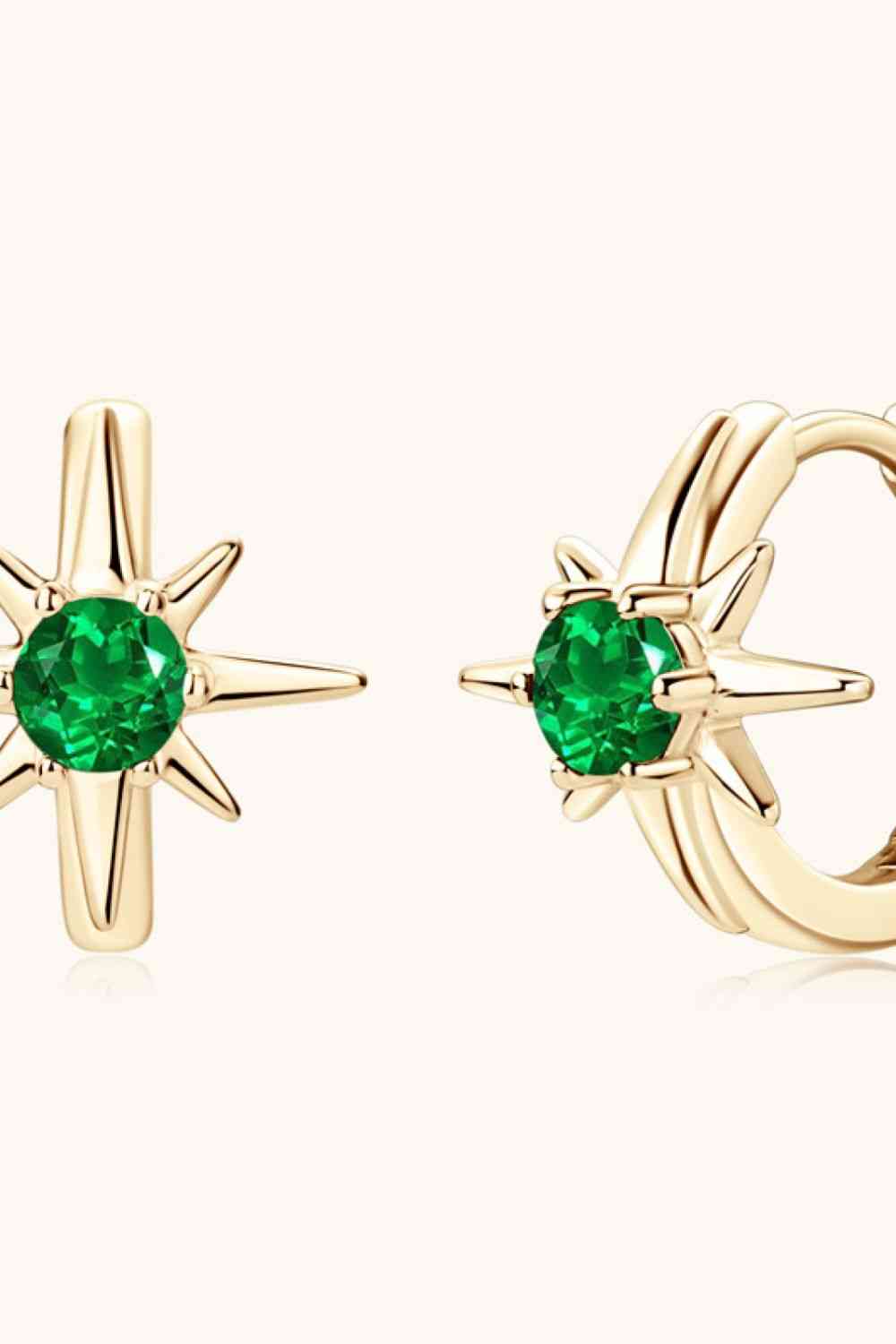 Gold Lab-Grown Emerald Huggie Earrings