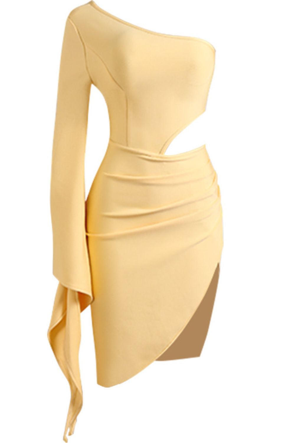 Women's Cutout Split Flare Sleeve One-Shoulder Dress