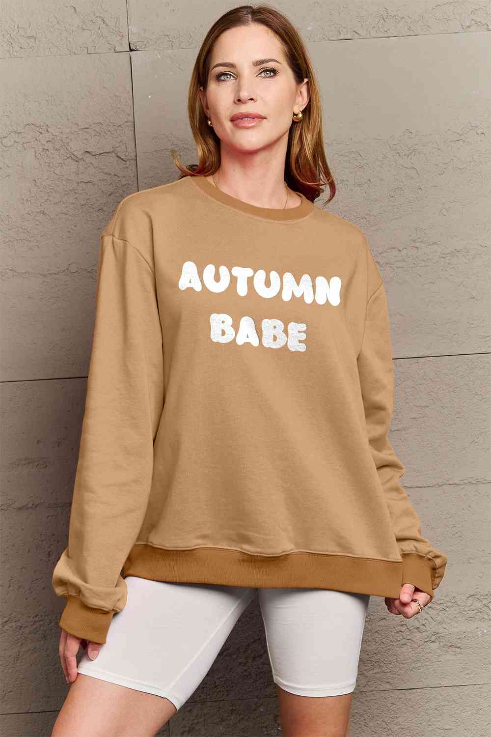 Simply Love SEASONAL Full Size AUTUMN BABE Graphic Sweatshirt