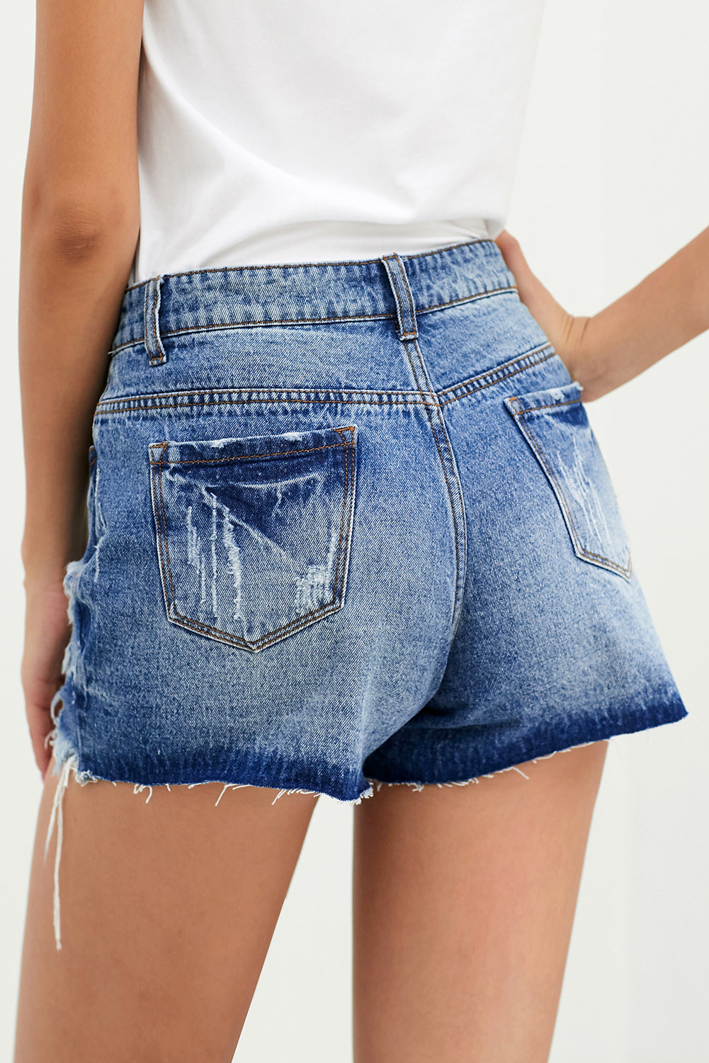 Women's Full Size Distressed Button Fly Denim Shorts