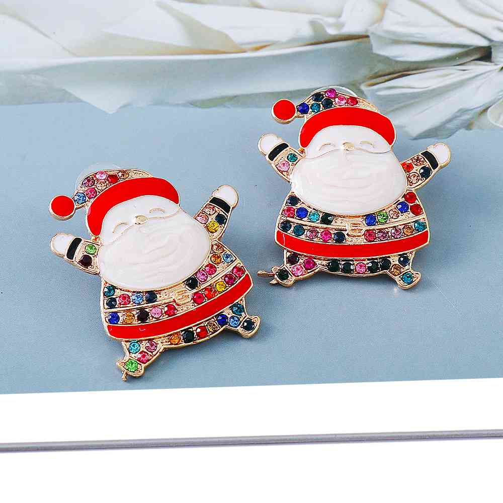 Christmas Rhinestone Alloy Santa Earrings