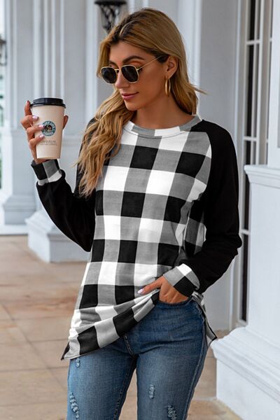 Women's Jasira Plaid Round Neck Long Sleeve T-Shirt