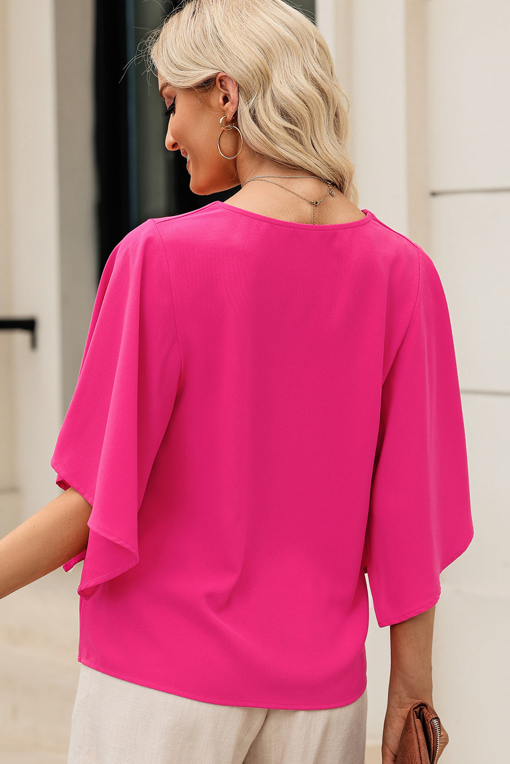 Malibu Dreams V-Neck Cloak Sleeve Blouse