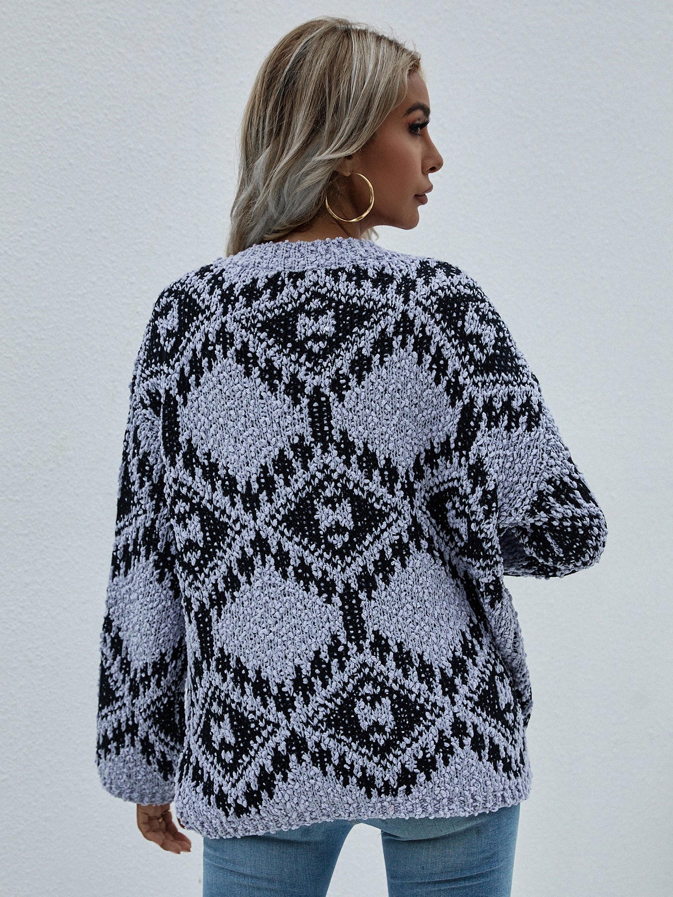 Women's Geometric Print Chunky Knit Sweater