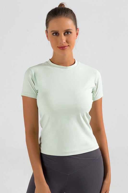 Full Size Round Neck Short Sleeve Sports T-Shirt