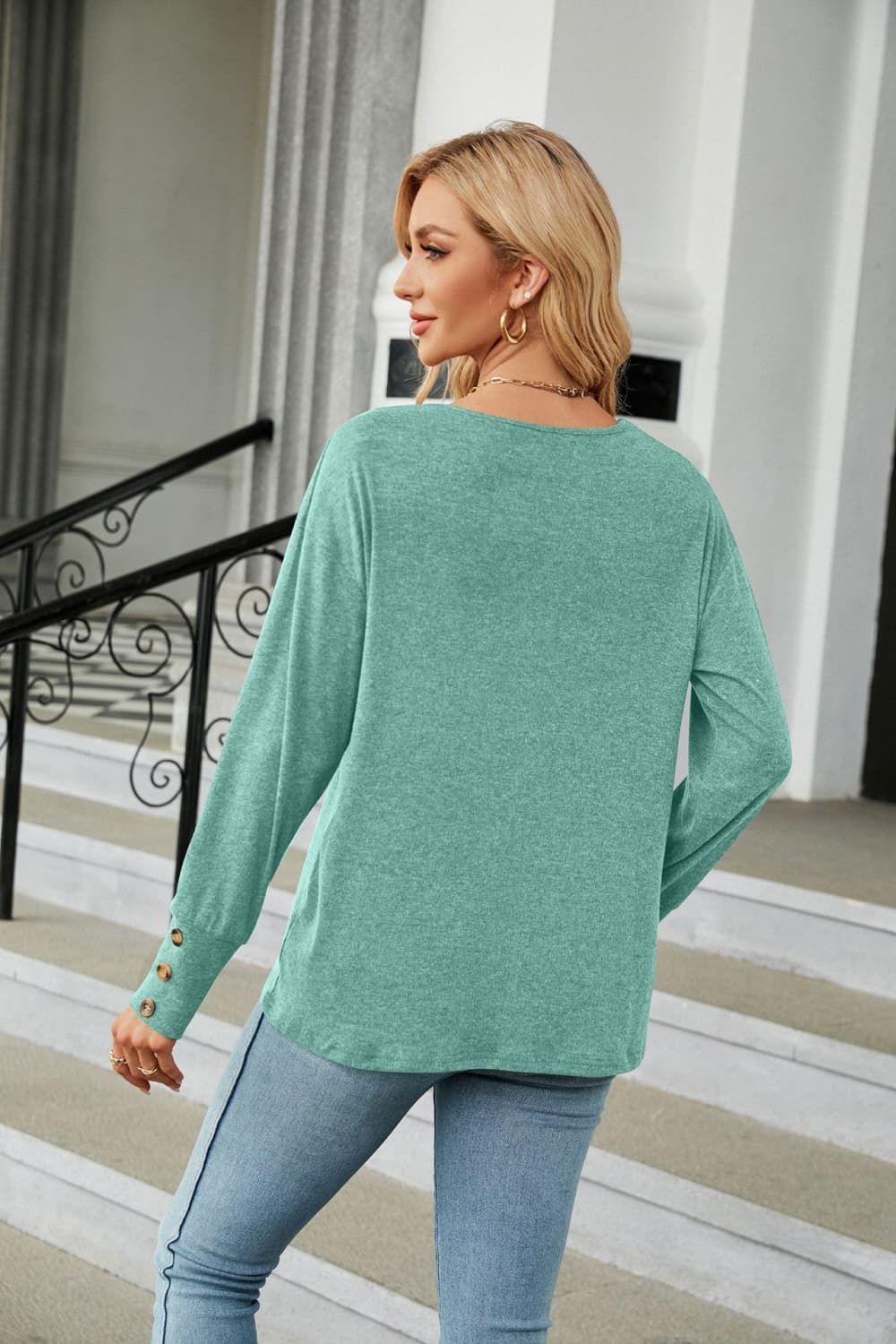 Full Size V-Neck Long Sleeve T-Shirt