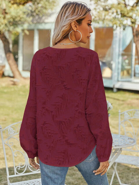 V-Neck Long Sleeve Blouse