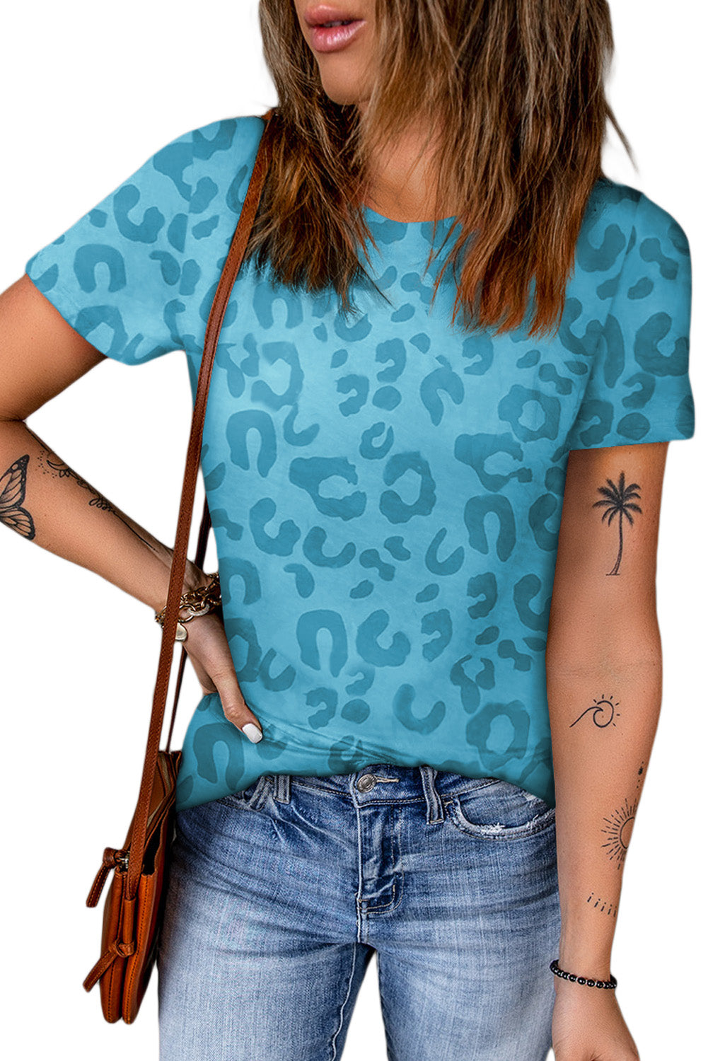 Malibu Dreams Leopard Round Neck Tee