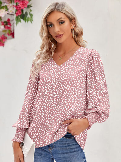 Women's BeautyEve Printed V-Neck Lantern Sleeve Blouse