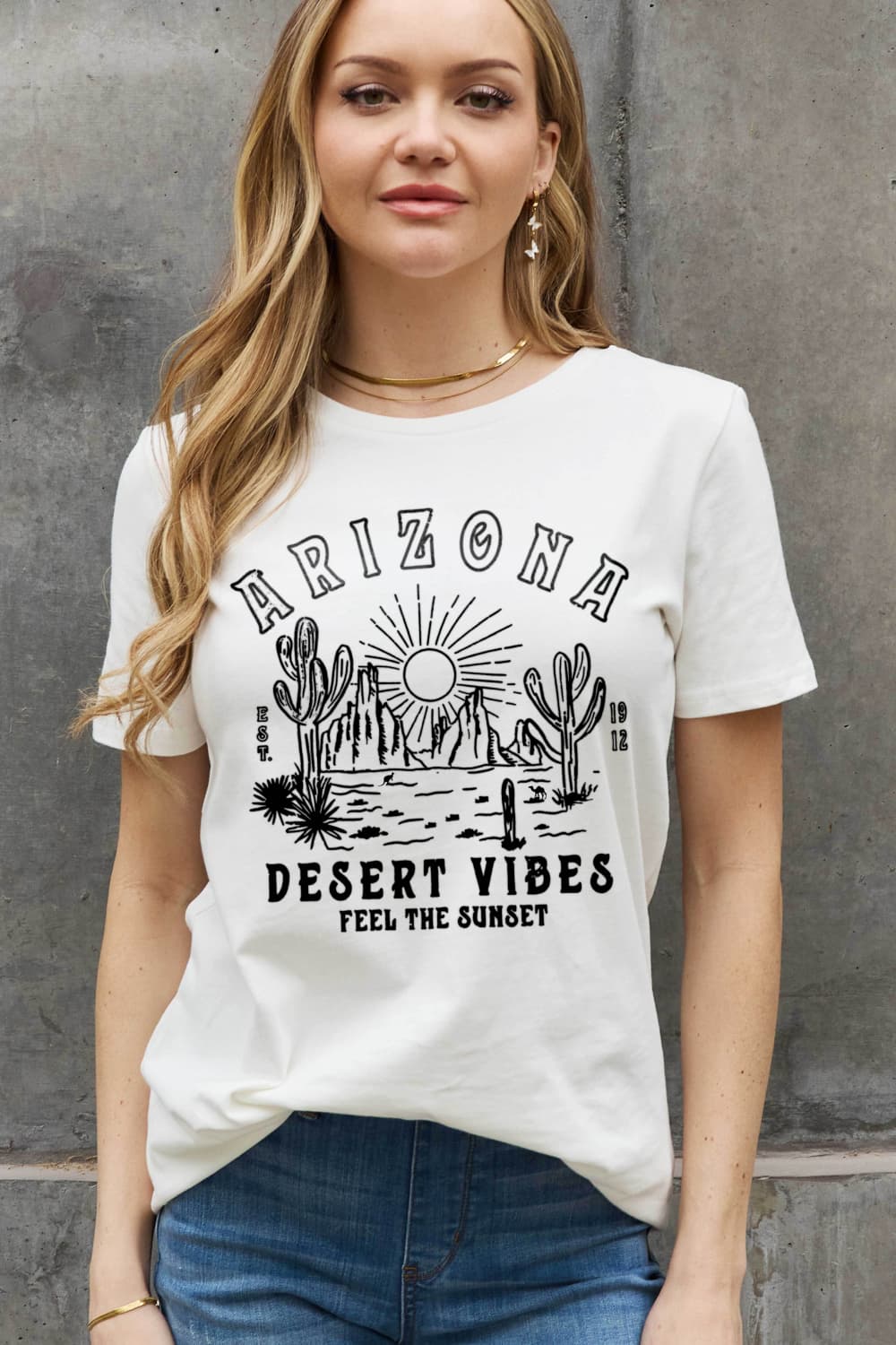 Simply Love Full Size ARIZONA DESERT VIBES FEEL THE SUNSET Graphic Cotton Tee