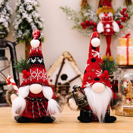 Christmas Pom-Pom Trim Pointed Hat Faceless Gnome