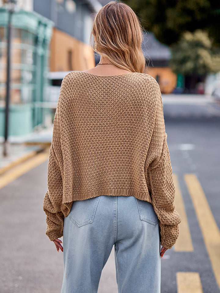 Round Neck Cable-Knit Sweater