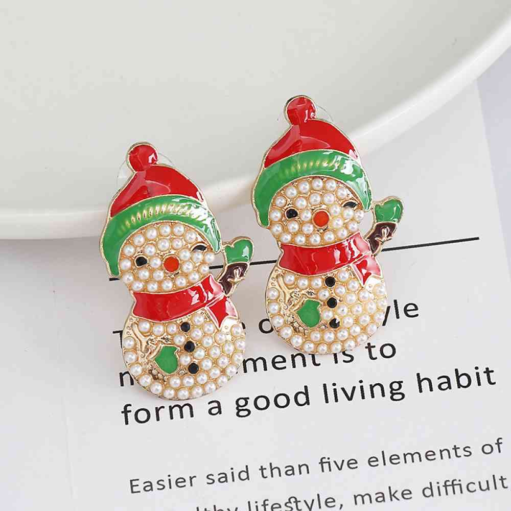 Christmas Snowman Rhinestone Alloy Earrings