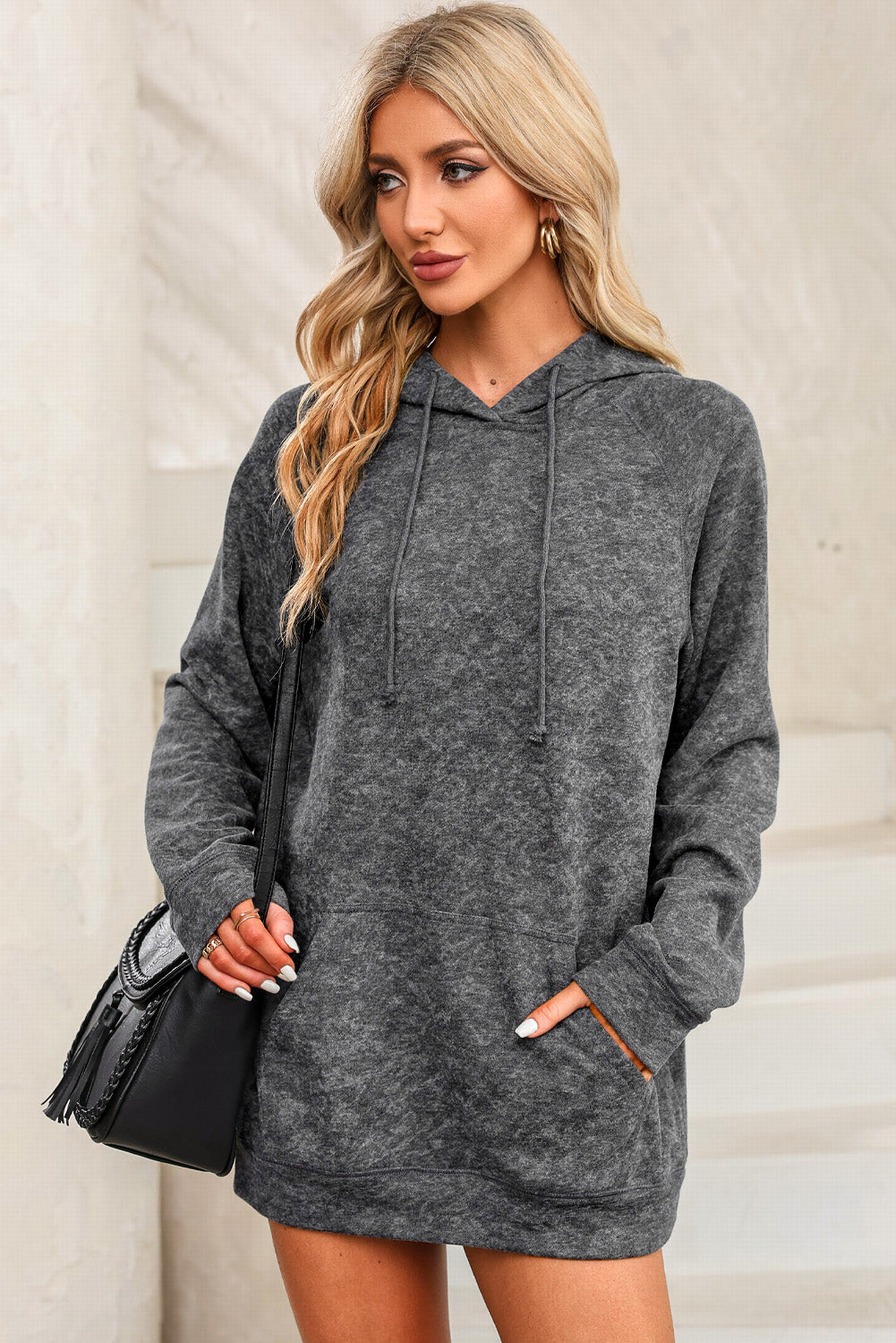 Full Size Long Sleeve Front Pocket Hoodie