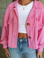 Love Cozy Stuff Ribbed Collared Neck Button Up Jacket