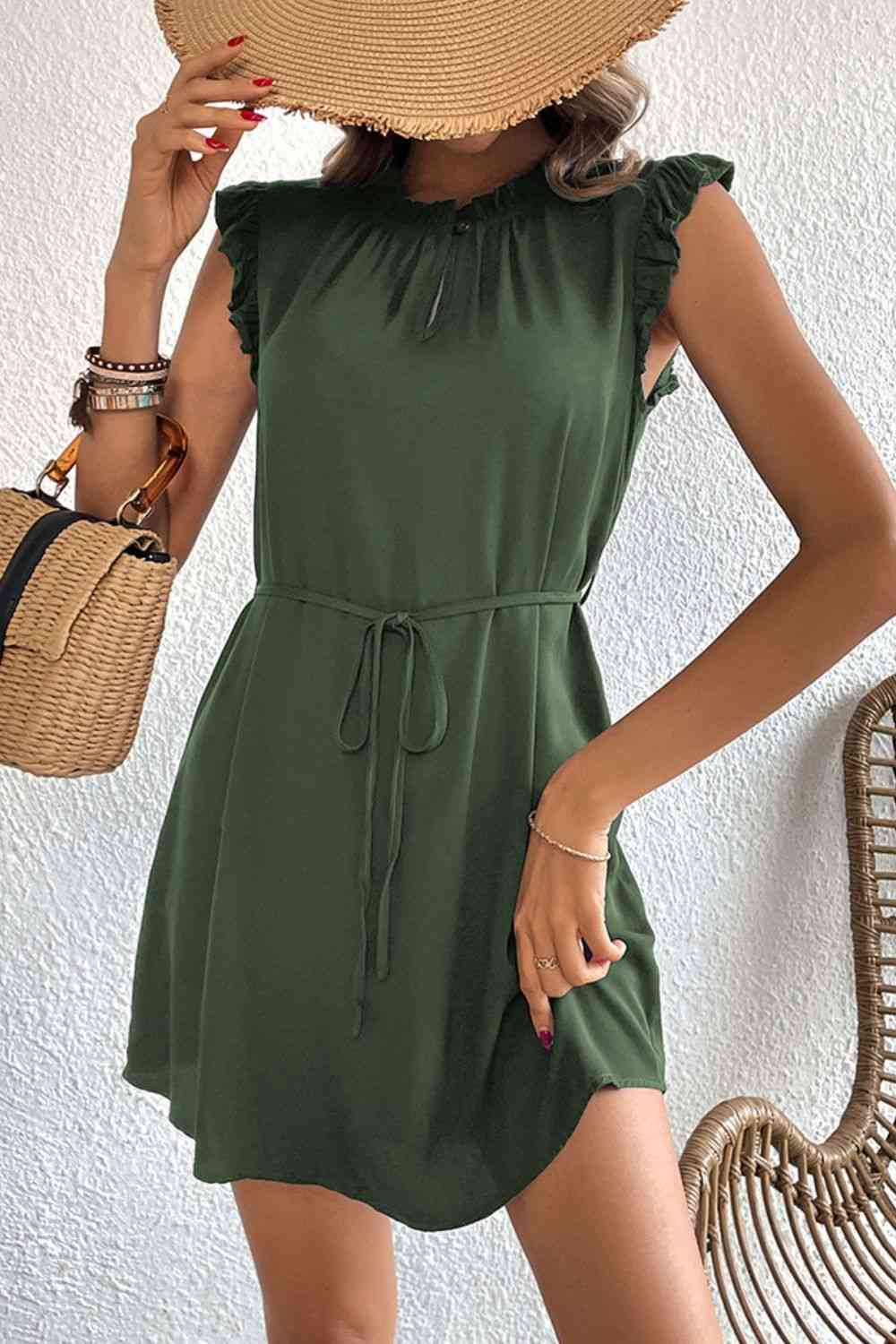 Women's SoDreamy Ruffled Tie-Waist Keyhole Dress