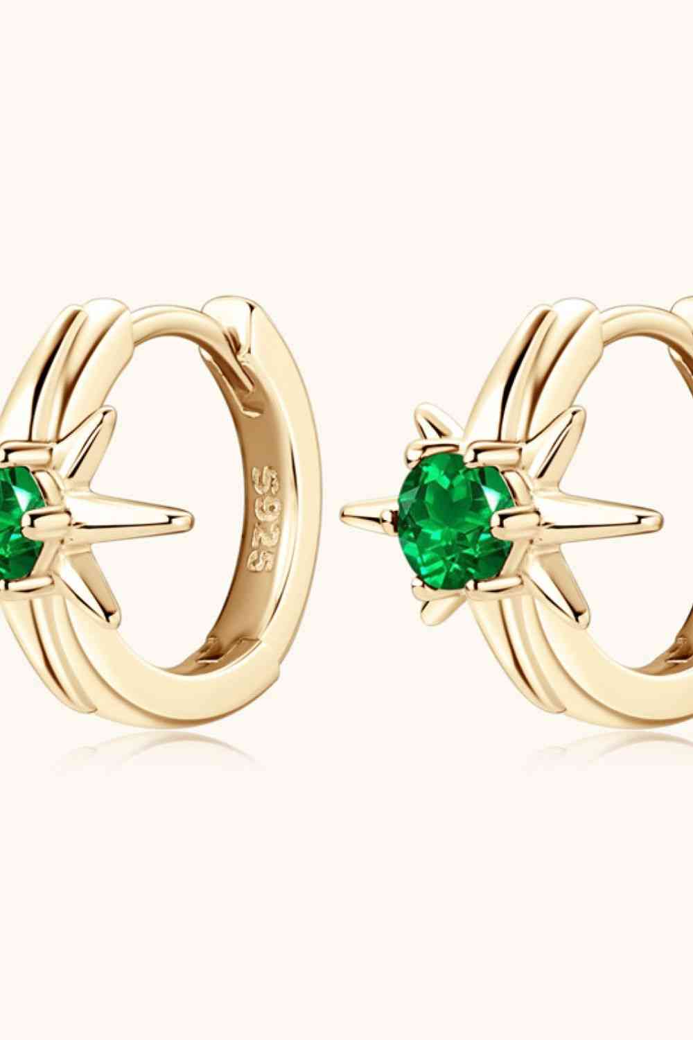 Gold Lab-Grown Emerald Huggie Earrings