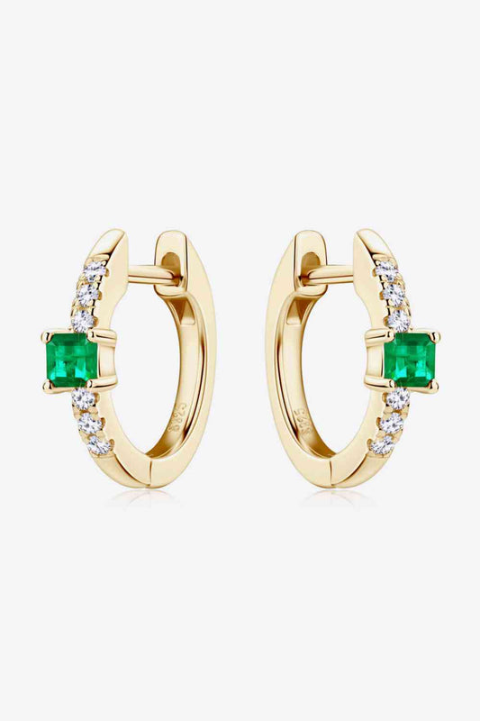 Gold Lab-Grown Emerald Earrings