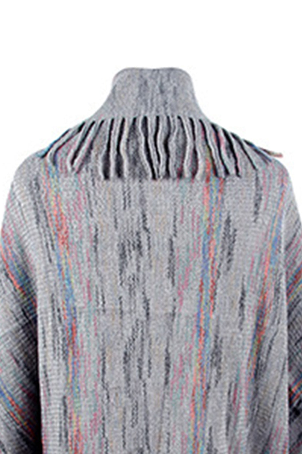 One Size Fringe Detail Printed Poncho