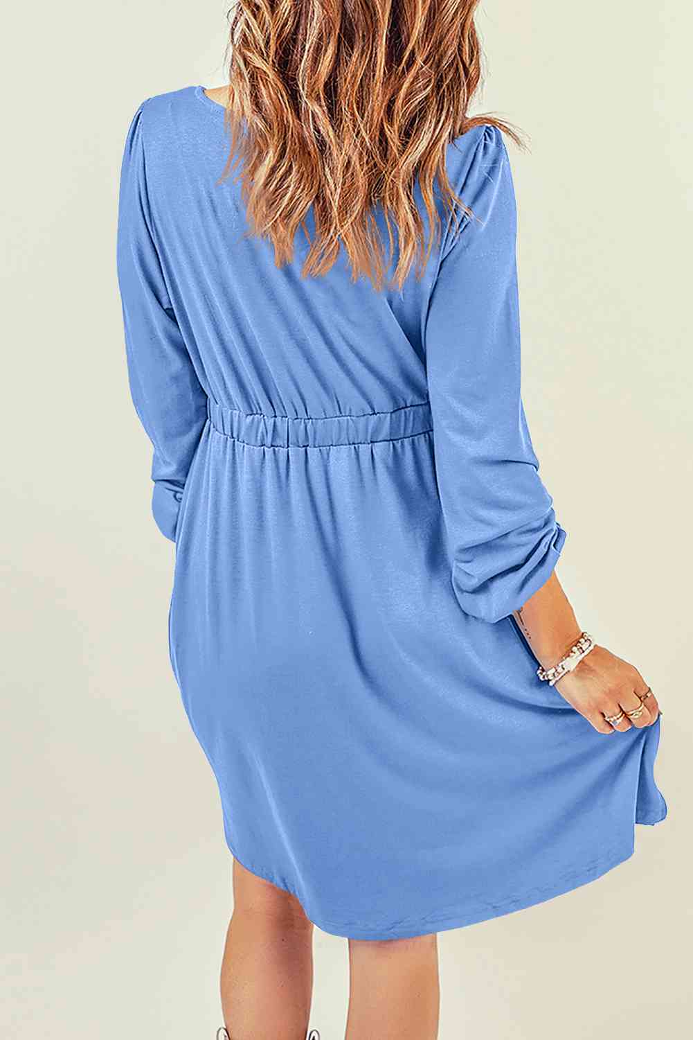 FULL SIZE Button Down Long Sleeve Dress with Pockets