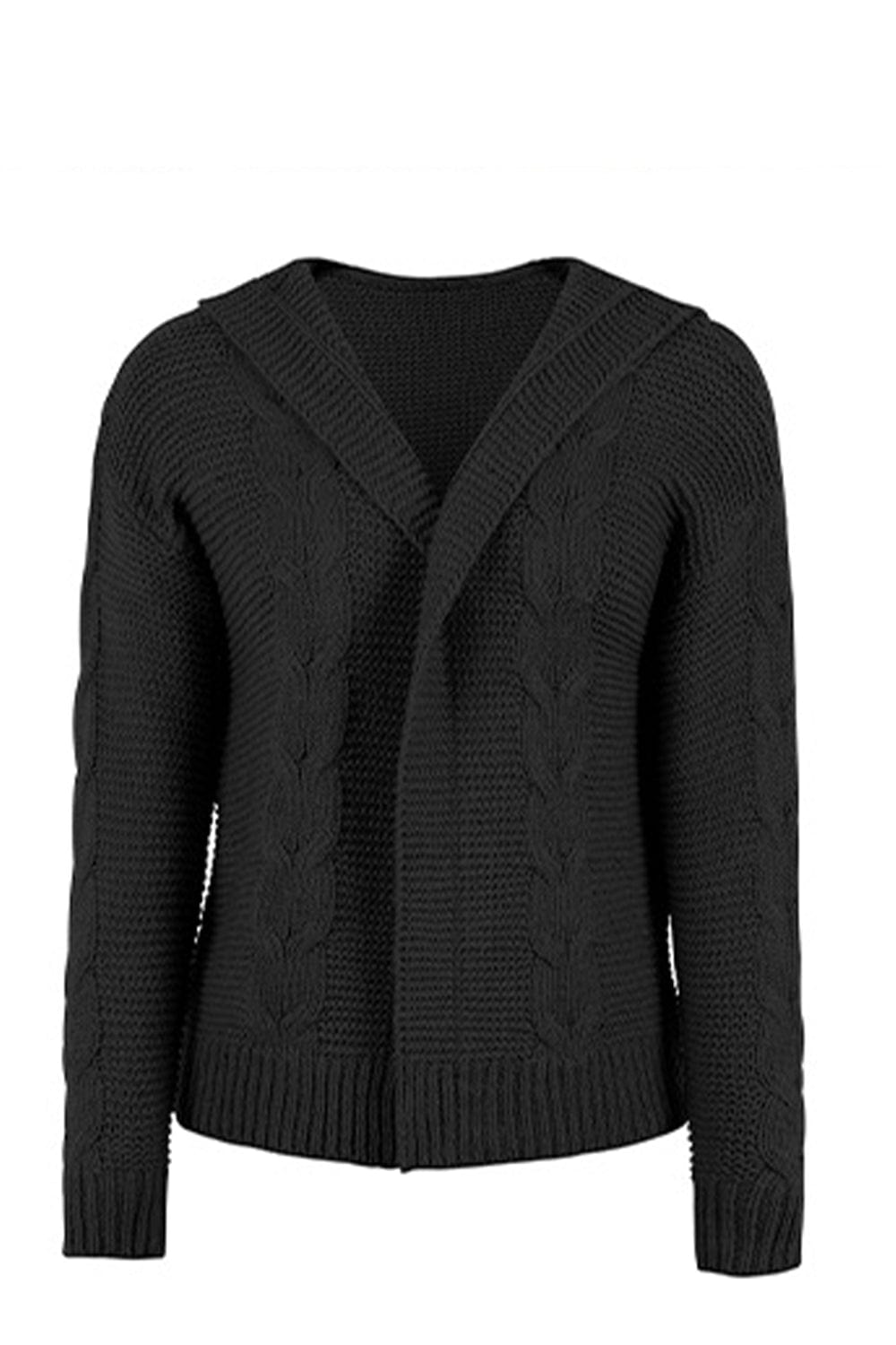 LakenLea Cable-Knit Dropped Shoulder Hooded Cardigan