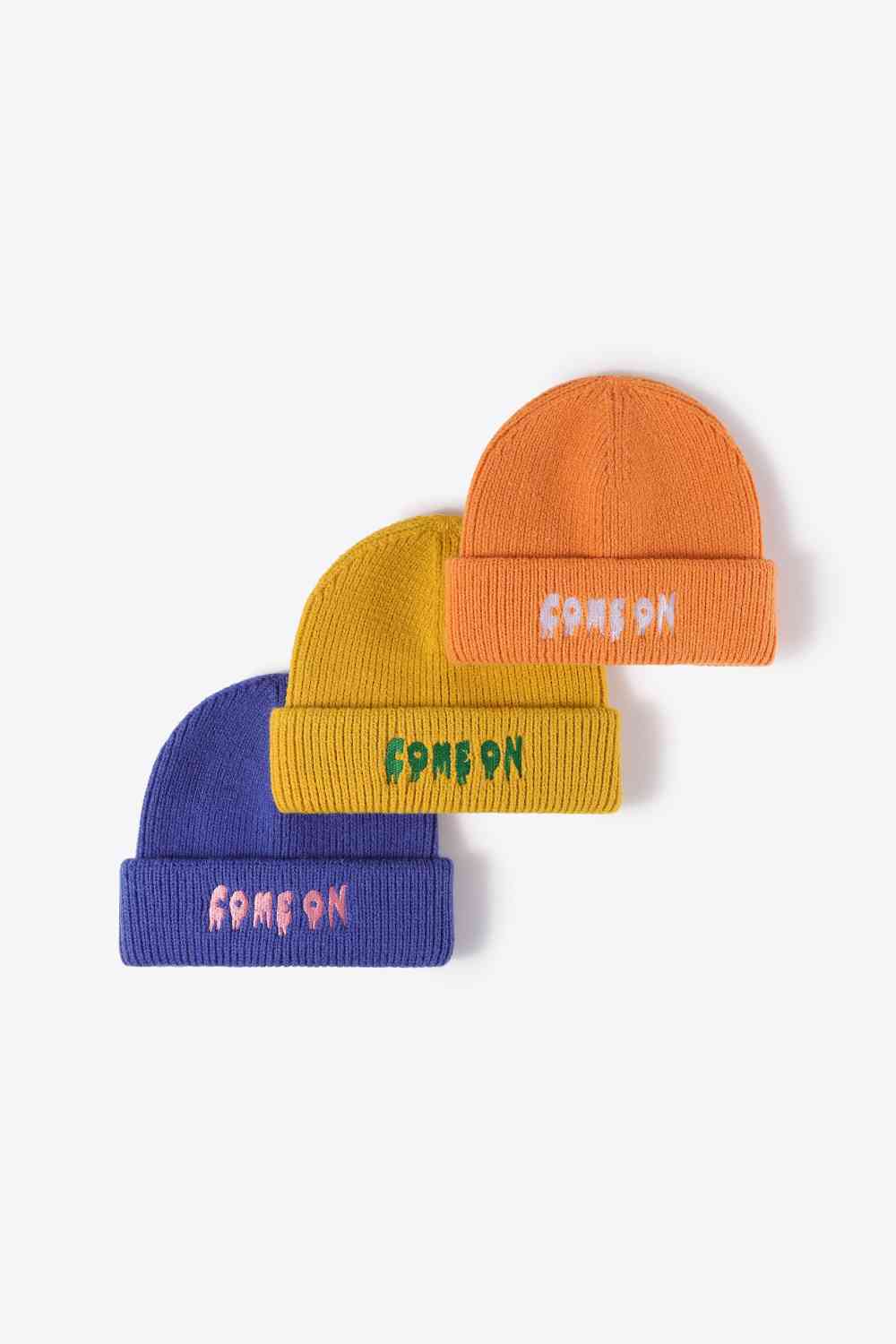 BeanieHatz COME ON Embroidered Cuff Knit Beanie