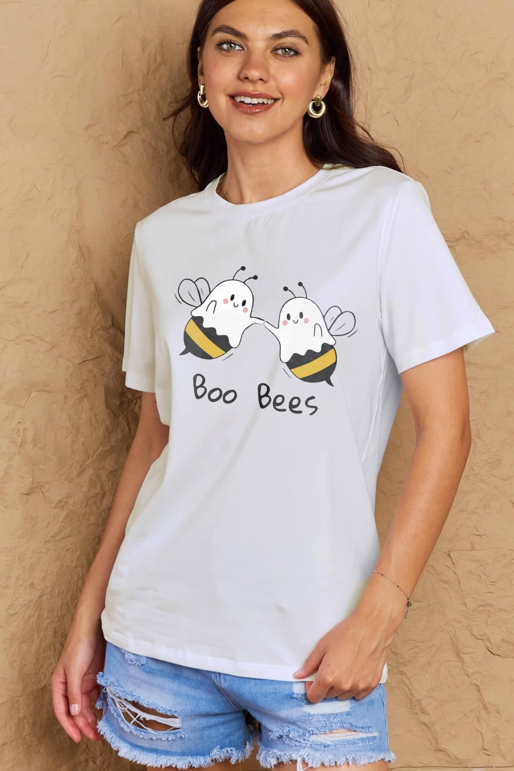 Simply Love Full Size Halloween BOO BEES Graphic Cotton T-Shirt