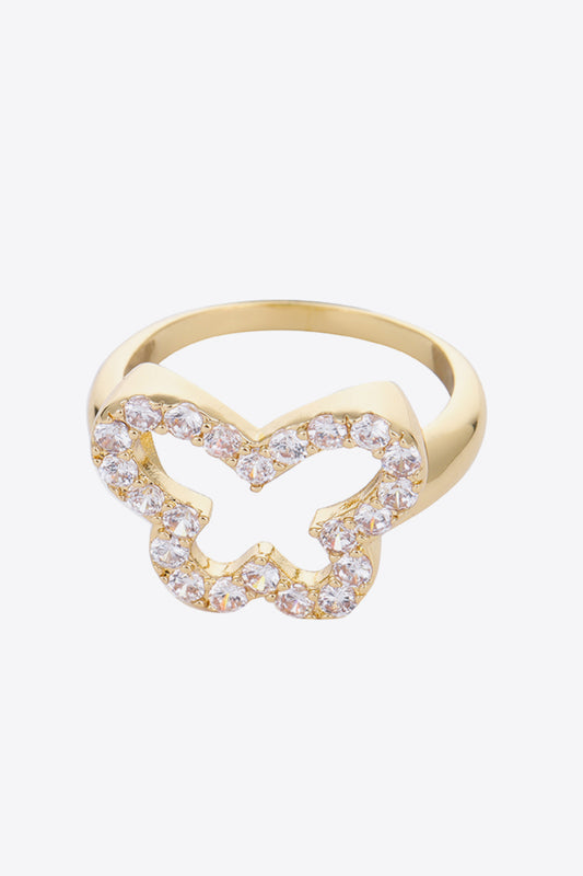 Women's Rhinestone Butterfly-Shaped Ring