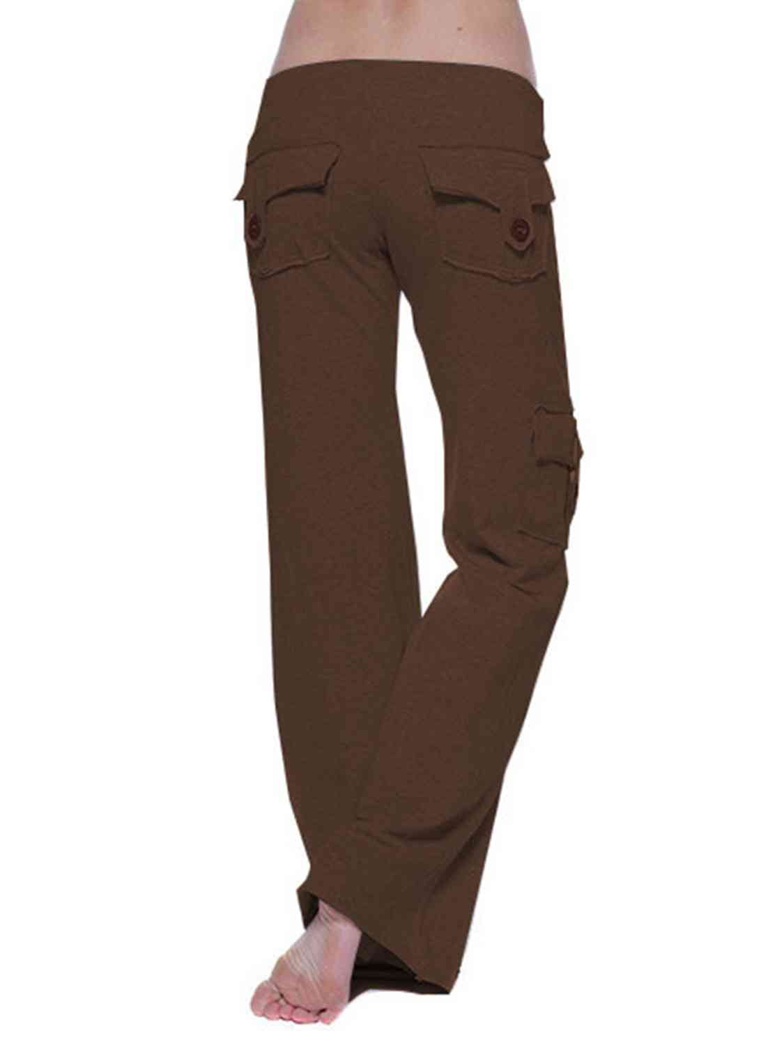 FAITHWALK Mid Waist Pants with Pockets