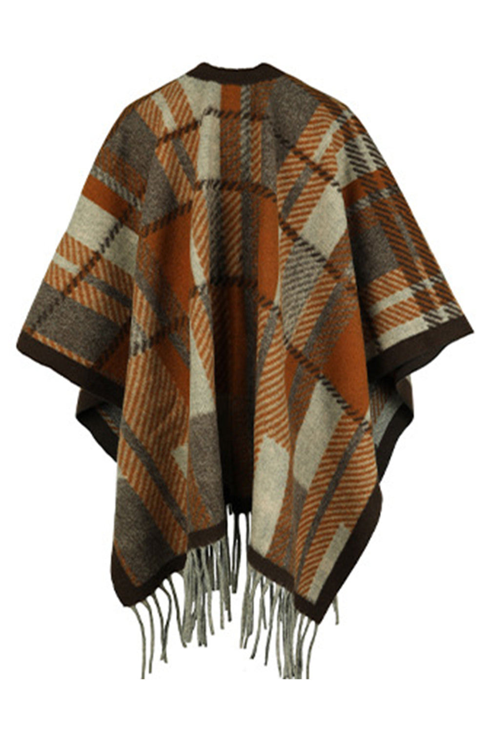 One Size Cloak Sleeve Fringe Detail Poncho