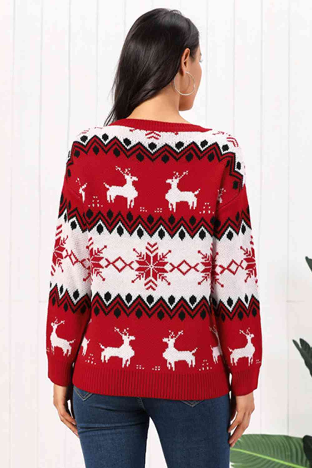 Christmas Reindeer Round Neck Sweater