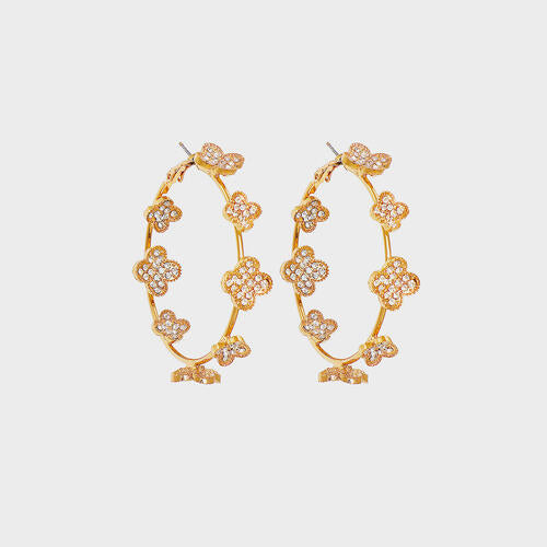 Circle Shape Rhinestone Alloy Gold Earrings