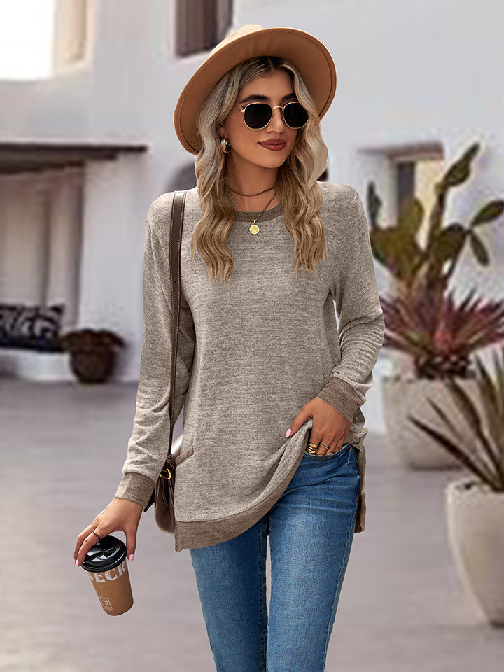 Full Size Round Neck Long Sleeve Blouse