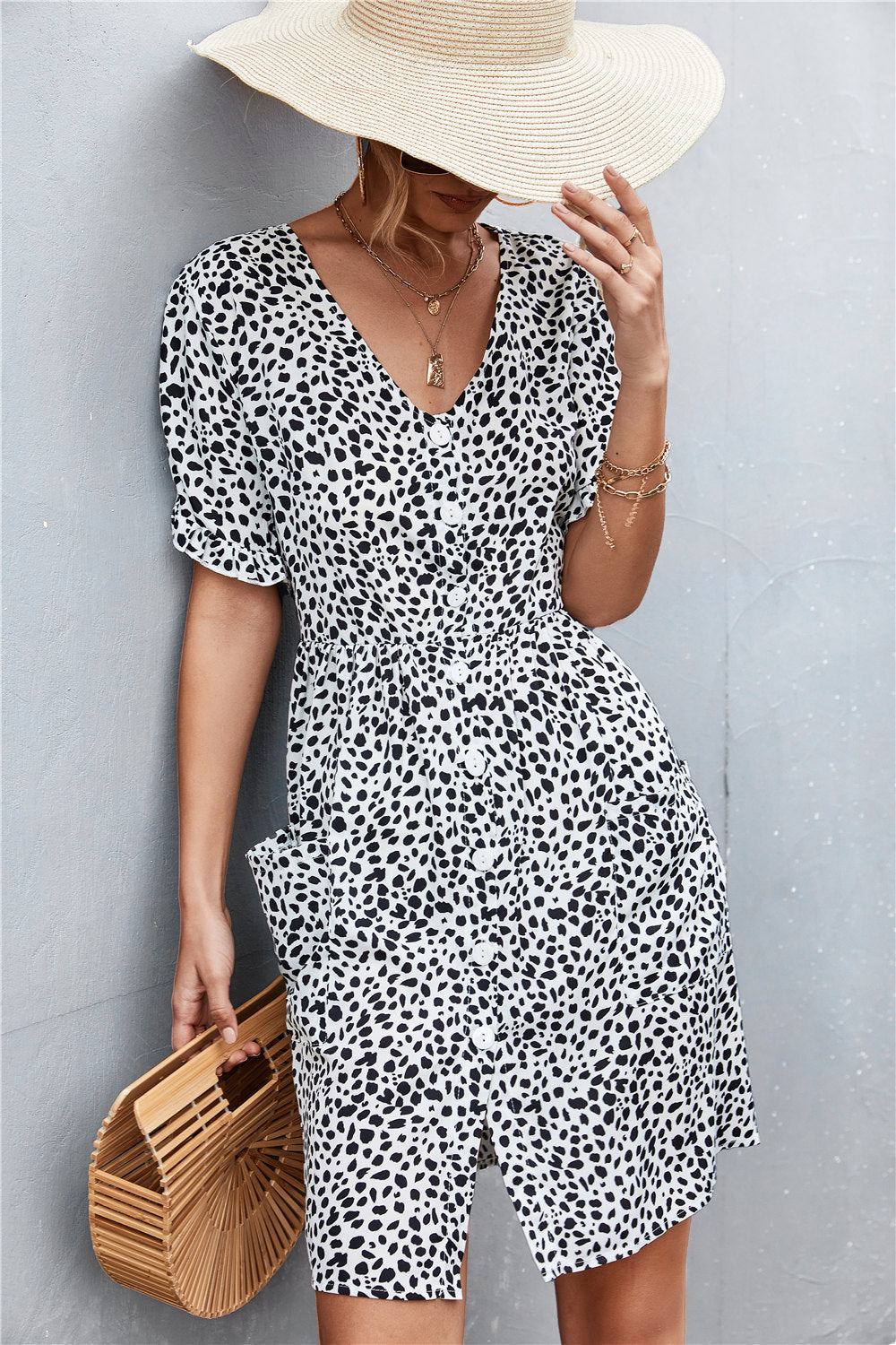 Women's Printed Button down Pocketed Dress